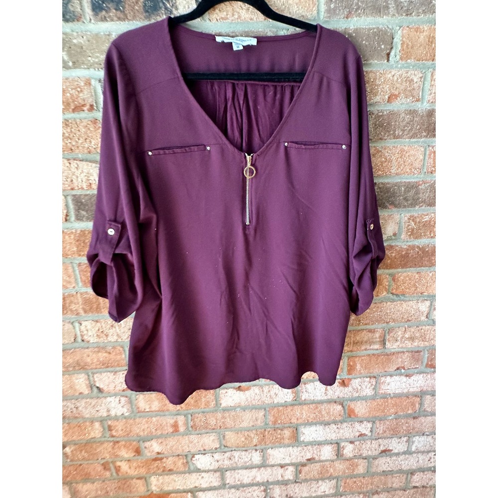 Temted Hearts Plus Size 3X Burgundy Merlot BLouse